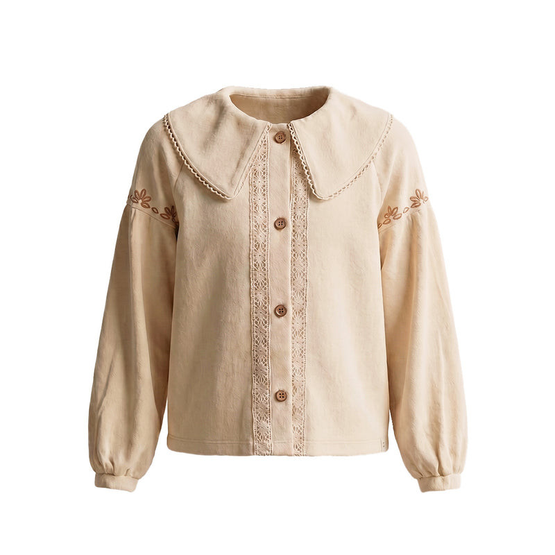Your Wishes Collar Blouse Twill Woven