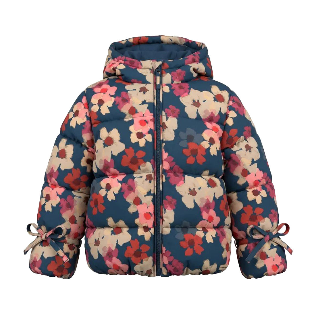 Your Wishes Floating Daisy Tie Puffer Coat Insignia Blue