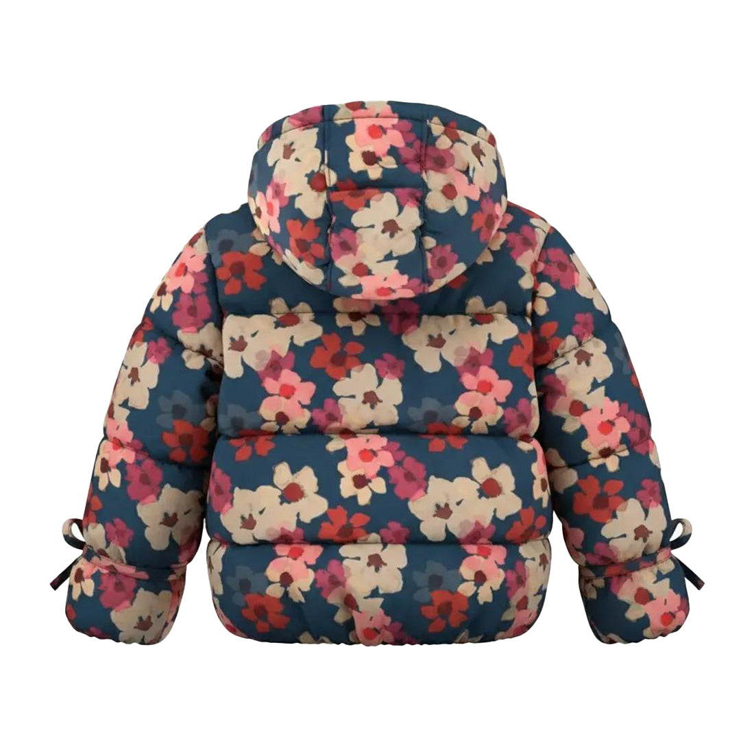 Your Wishes Floating Daisy Tie Puffer Coat Insignia Blue