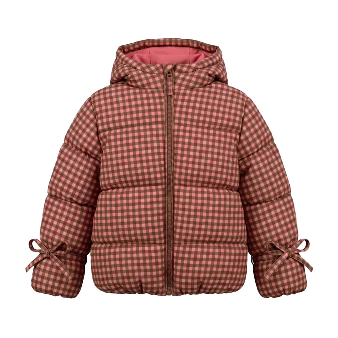 Your Wishes GinghamTie Puffer Coat Multicolor