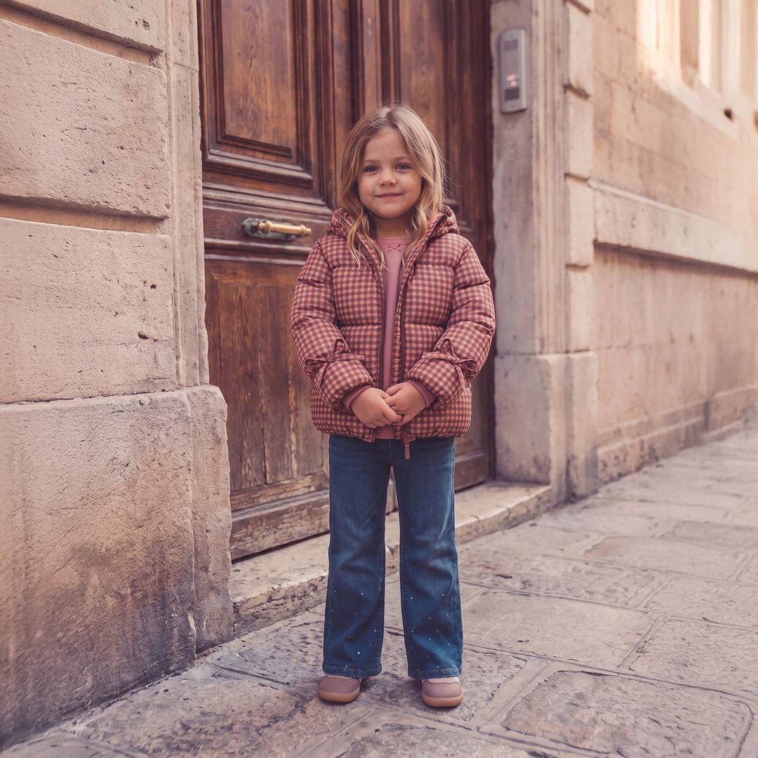 Your Wishes GinghamTie Puffer Coat Multicolor